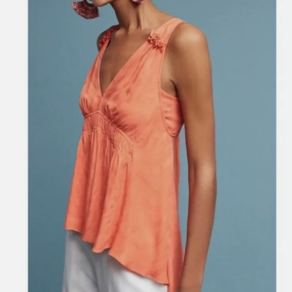 Anthropologie Maeve Bretta Gathered Orange Tank - Picture 4 of 16